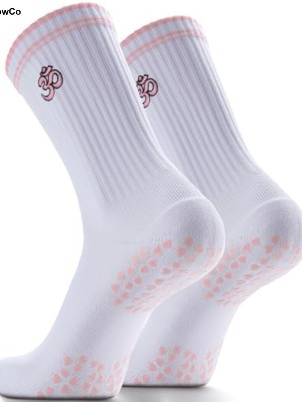 Non-Slip Grip Socks with Embroidery Crew Sticky Sole Yoga